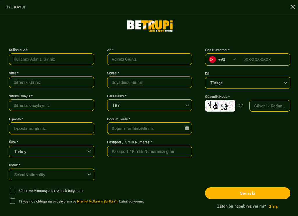 Betrupi Üyelik